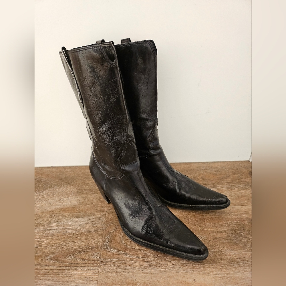 Women Black Leather Boots